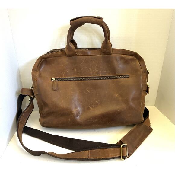 Jack&Chris Brown Leather Laptop Messenger/Briefcase – Men’s Business Travel - Picture 3 of 10